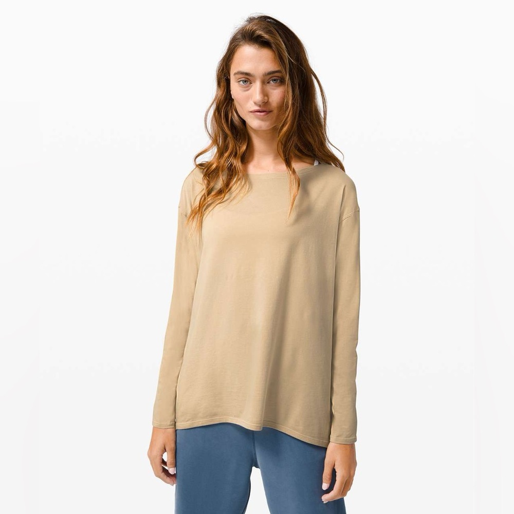 Lululemon Back in action Long Sleeve shirt Beige size 16